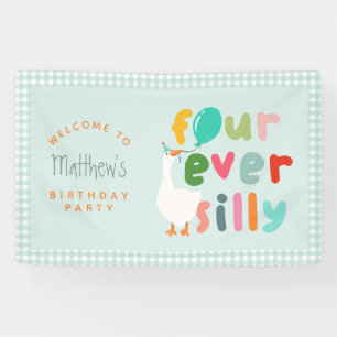 Boys Blue Farm Silly Goose 4th Birthday Welcome Banner