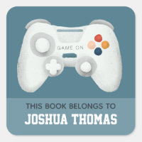 Boys Blue Gaming Kids Bookplate Library