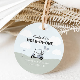 Boys' Blue Hole-In-One Golf 1st Birthday Favour Tags