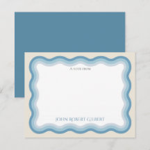 Boys Blue Personalised Note Card Flat Stationery