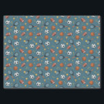Boys Blue Sports Football Kids Modern Birthday  Tissue Paper<br><div class="desc">This cool and modern sports-themed kids birthday tissue paper design features a blue sports pattern,  with a basketball,  football,  soccer ball,  tennis racket,  trophy,  and stars. The perfect sports-themed wrapping for your kids birthday.</div>