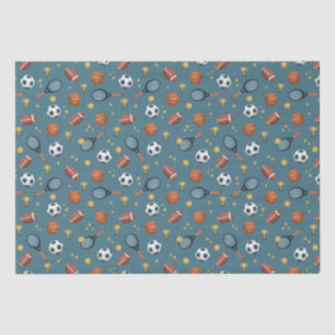 Boys Blue Sports Football Kids Modern Birthday  Tissue Paper