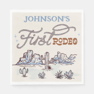 Boys Blue Western Desert First Rodeo 1st Birthday Napkin