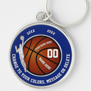 Boys Blue White Basketball Senior Night Gift Ideas Key Ring