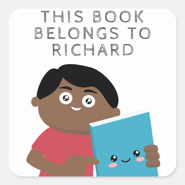 Boys Book Square Sticker (Front)