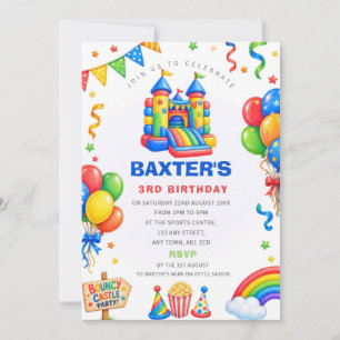 Boys Bouncy Castle Birthday Party Invitation
