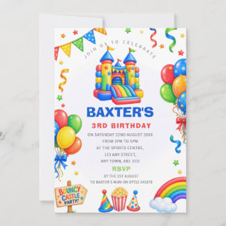 Boys Bouncy Castle Birthday Party Invitation