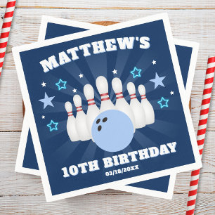 Boy's Bowling Birthday Party Napkin