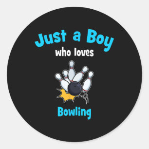 Boys Bowling Shirt Kids Bowling  Classic Round Sticker
