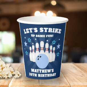 Boy's Bowling Strike Up Some Fun Birthday Paper Cups