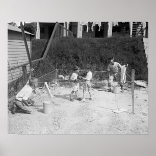 Boys Boxing Match, 1926. Vintage Photo Poster
