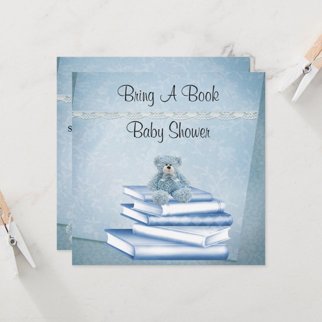 Boys Bring A Book Baby Shower Invitation (Front/Back In Situ)