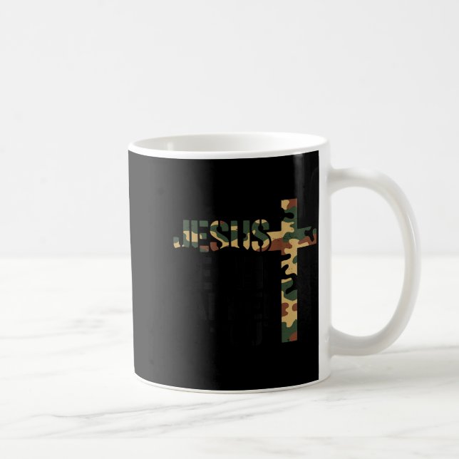 Boys Camo Christian Wrestling Jesus Never Tapped O Coffee Mug (Right)