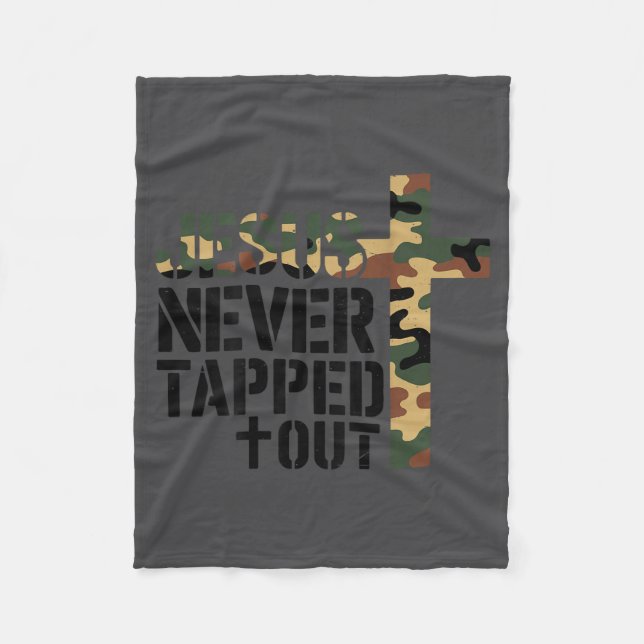 Boys Camo Christian Wrestling Jesus Never Tapped O Fleece Blanket (Front)
