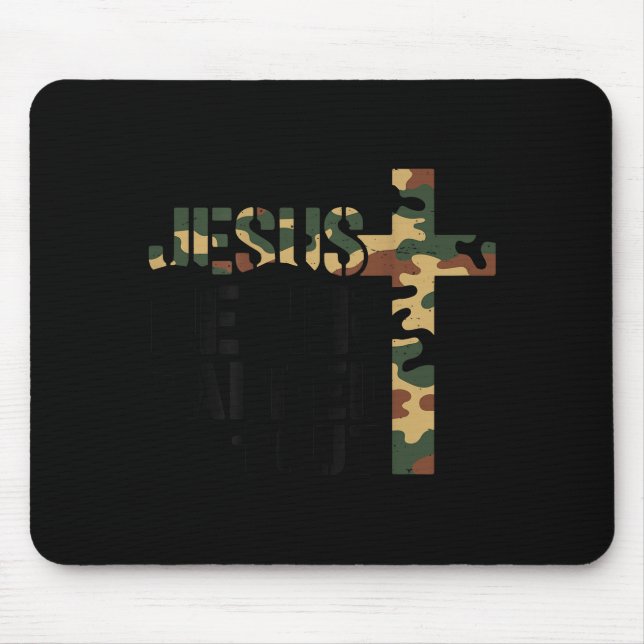 Boys Camo Christian Wrestling Jesus Never Tapped O Mouse Pad (Front)