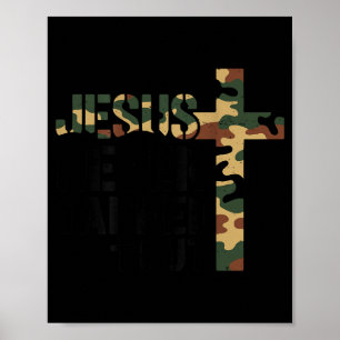 Boys Camo Christian Wrestling Jesus Never Tapped O Poster