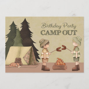Boys Camp Out Birthday Party Invitation