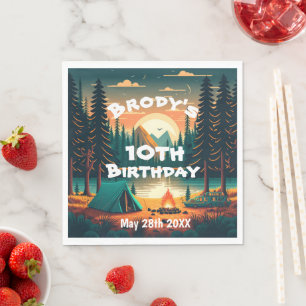 Boys Camping Adventure Birthday  Napkin