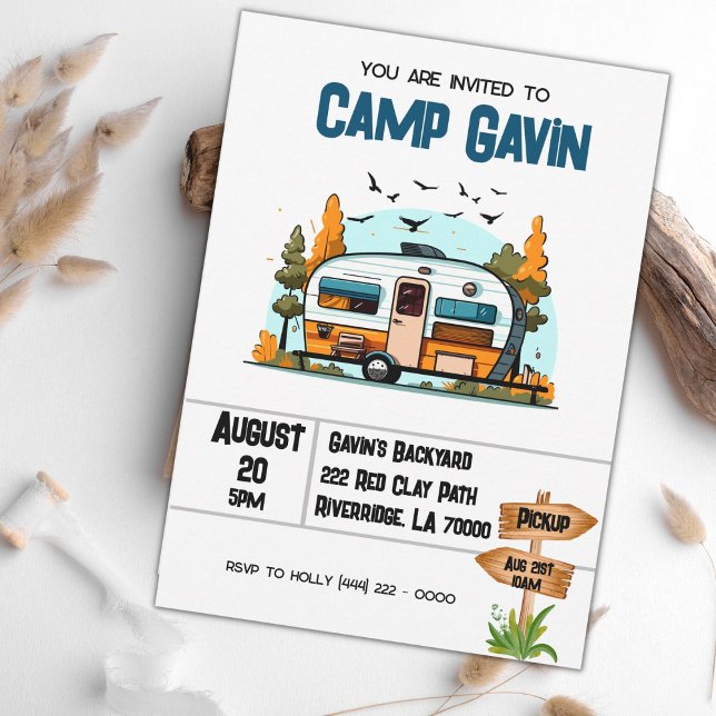 Boys Camping Adventure Birthday Slumber Party  Invitation (Creator Uploaded)