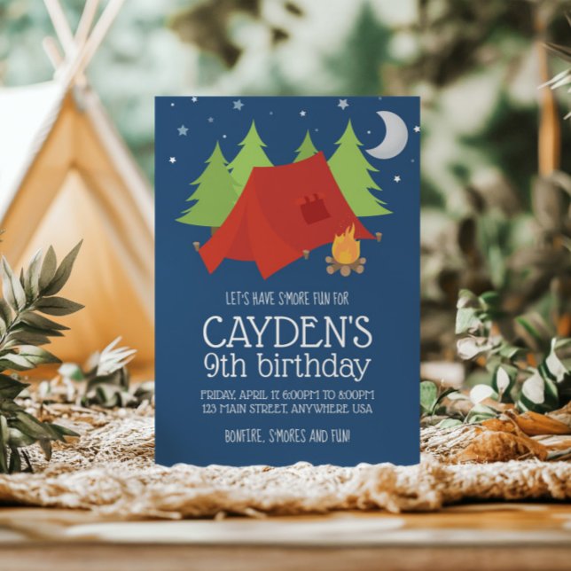 Boys Camping Birthday Party Invitation (Creator Uploaded)