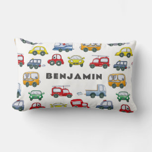 Boys Cars Cute Blue Personalized Lumbar Cushion