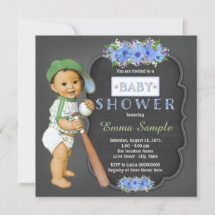 Boys Chalkboard Baby Shower Invitation