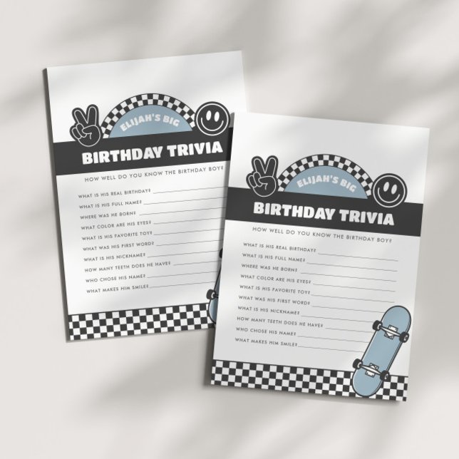 Boys' Chequered Skateboard Groovy Hippie Birthday Card (Creator Uploaded)