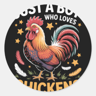 Boys Chicken Classic Round Sticker