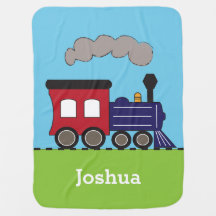 Boy's Choo Choo Train Personalised Baby Blanket