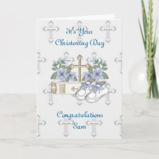 Boys Christening Shoes Card