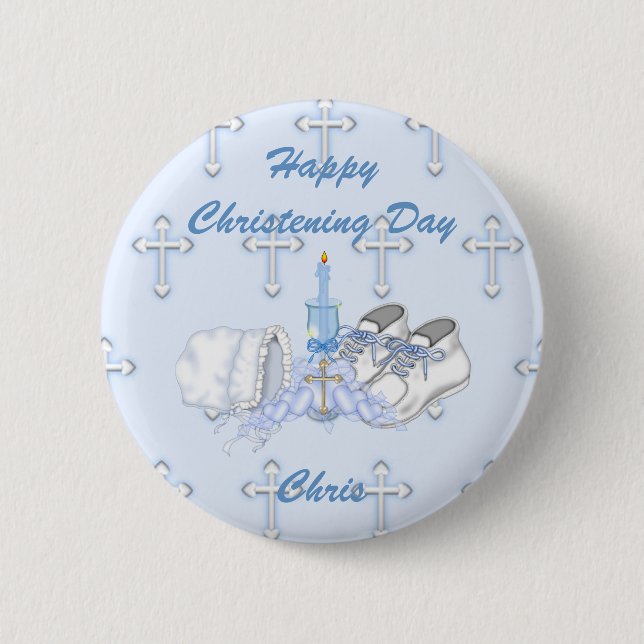 Boys Christening Wish 6 Cm Round Badge (Front)