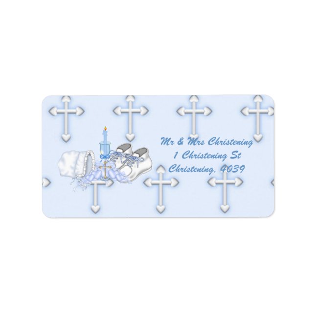 Boys Christening Wish Label (Front)