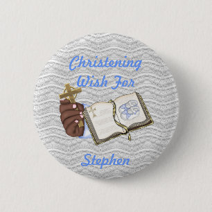 Boys Christenings Book 6 Cm Round Badge