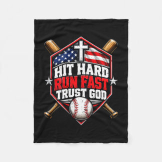 Boys christian baseball faith hit hard run fast fleece blanket