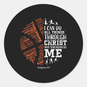 Boys Christian Bysketbyll Bible Verses Men Women K Classic Round Sticker