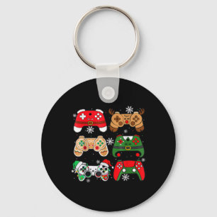 Boys Christmas Shirt Santa Elf Gaming Controllers Key Ring