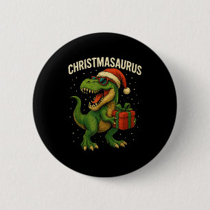 Boys Christmasaurus Christmas Dinosaur Dino Family 6 Cm Round Badge