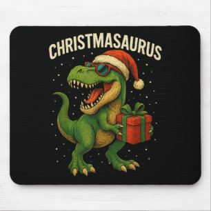 Boys Christmasaurus Christmas Dinosaur Dino Family Mouse Pad
