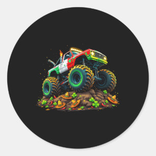 Boys Cinco De Mayo Toddler Lucky Monster Truck Classic Round Sticker