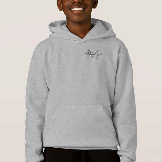 Boys Clothing Monogram Initial Letter Name Hoodie (Front)