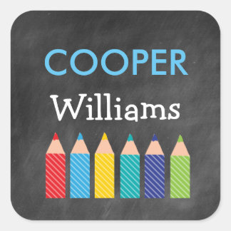 Boy's Colourful Pencils Back to School Stickers
