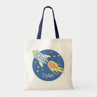 Boys Colourful Rocket Ship Space Galaxy and Name
