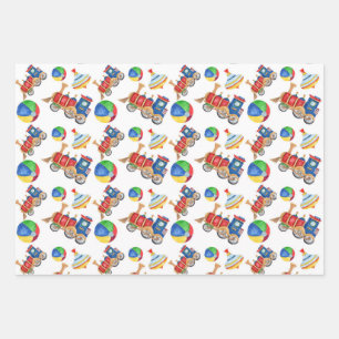 Boy's Colourful Toys Wrapping Paper Sheet