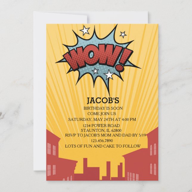 Boys Comic Book Birthday Invitation. Invitation (Front)