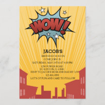 Boys Comic Book Birthday Invitation.