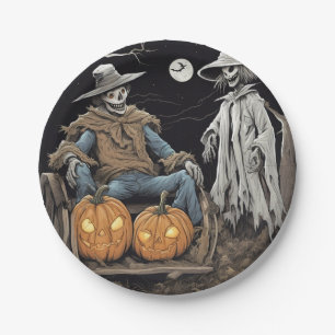 Boy's Comic book style Halloween hayride Paper Plate