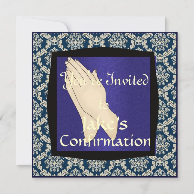 BOYS CONFIRMATION BLUE  INVITATIONS (Front)