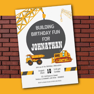 Boys Construction Birthday Card with Crane & Wreck
