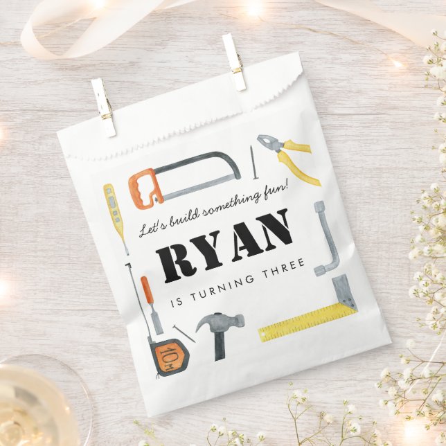 Boys Construction Builder Giveaway Favour Bag (Clipped)