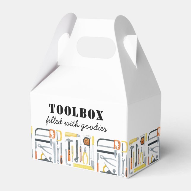 Boy's Construction Builder Toolbox Birthday  Favour Box (Front Side)